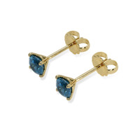 0.85 Ct.Tw. Greenish Blue Sapphire Studs Earrings, 14K Yellow Gold Image