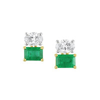 1.24 Ct.Tw. Emerald Drops Earrings, 14K White & Yellow Image