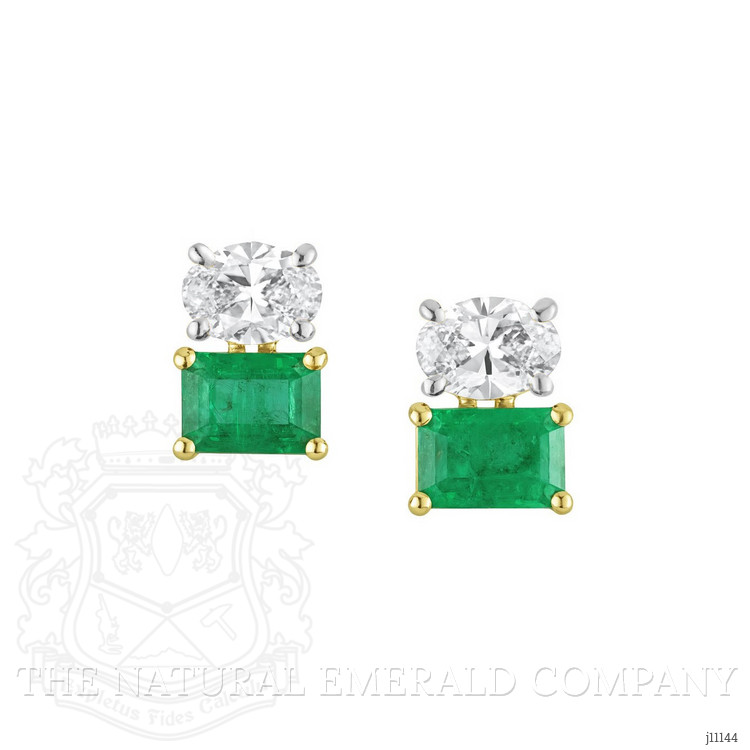 1.24 Ct.Tw. Emerald Drops Earrings, 14K White & Yellow