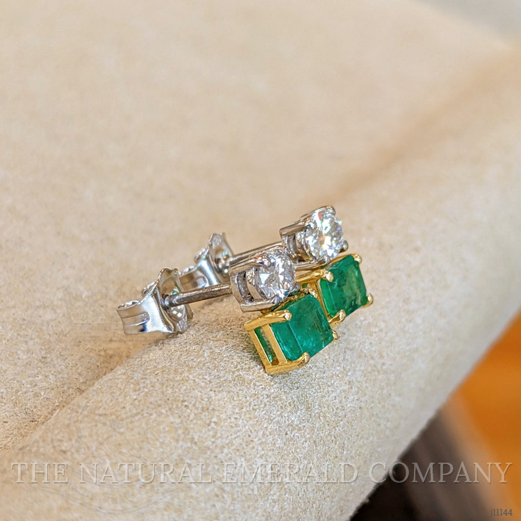 1.24 Ct.Tw. Emerald Drops Earrings, 14K White & Yellow