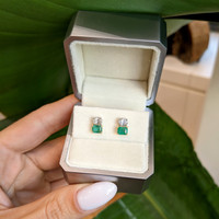 0.76 Ct.Tw. Emerald Natural Diamond Drops Earrings, 14K White & Yellow Image