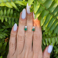 0.76 Ct.Tw. Emerald Natural Diamond Drops Earrings, 14K White & Yellow Life Style