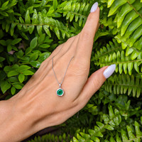 0.95 Ct. Emerald Bezel Pendant, Platinum 950 Life Style