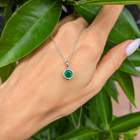 0.95 Ct. Emerald Bezel Pendant, Platinum 950 Life Style