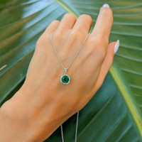 0.95 Ct. Emerald Bezel Pendant, Platinum 950 Life Style