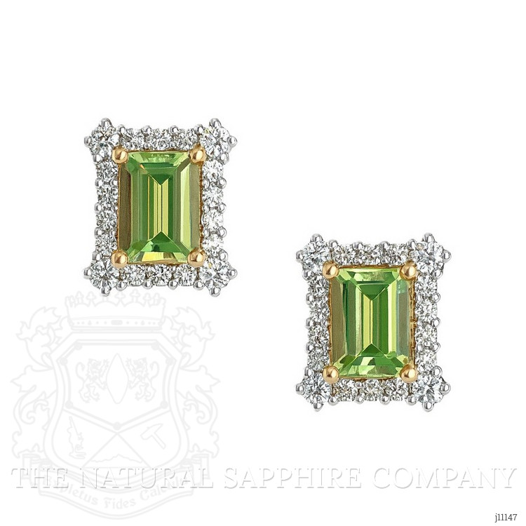 1.24 Ct.Tw. Peridot Natural Diamond Studs Earrings, 14K Yellow Gold