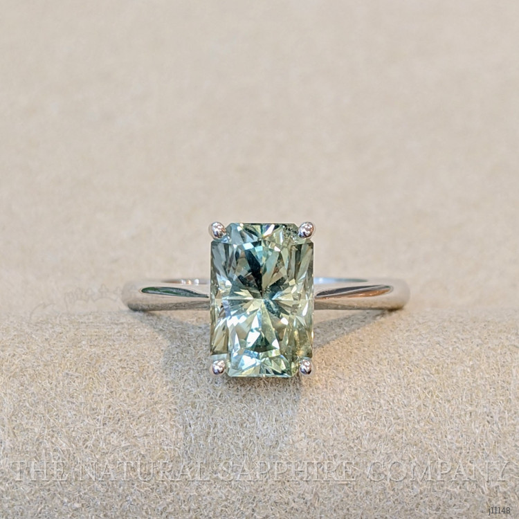 3.80 Ct. Yellowish Green Sapphire Solitaire Ring, Platinum 950