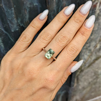 3.80 Ct. Yellowish Green Sapphire Solitaire Ring, Platinum 950 Life Style