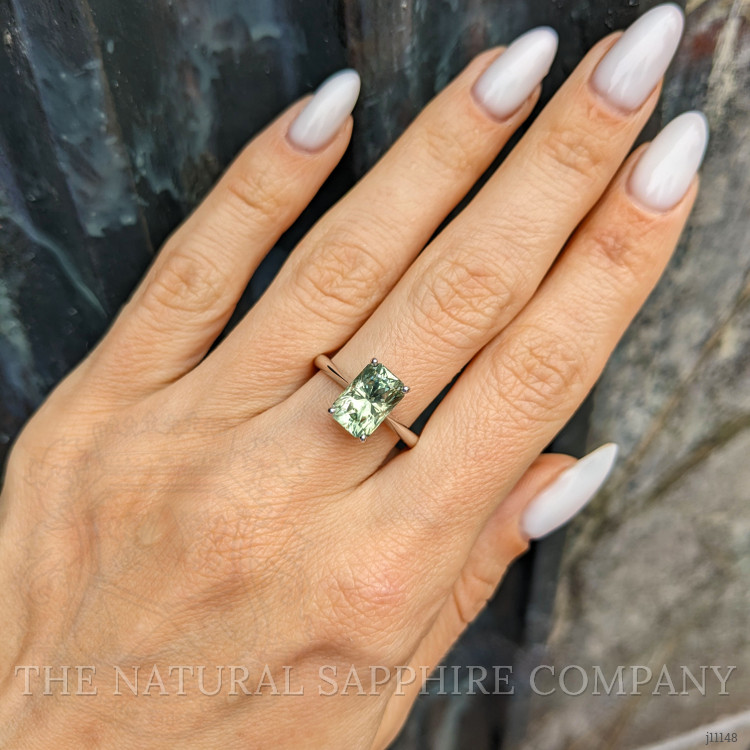 3.80 Ct. Yellowish Green Sapphire Solitaire Ring, Platinum 950