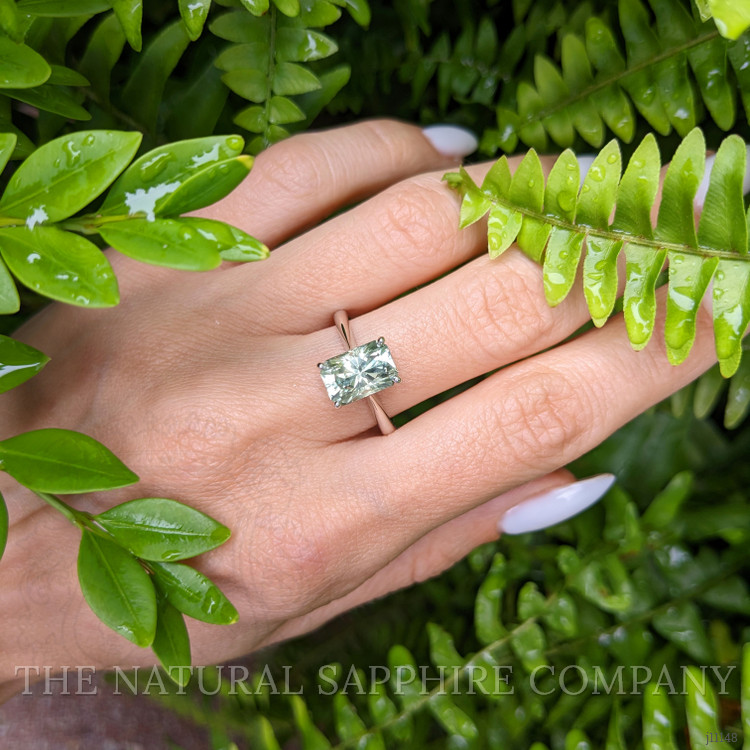 3.80 Ct. Yellowish Green Sapphire Solitaire Ring, Platinum 950