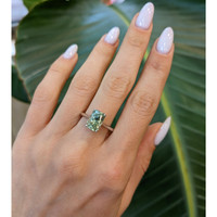 3.80 Ct. Yellowish Green Sapphire Solitaire Ring, Platinum 950 Life Style