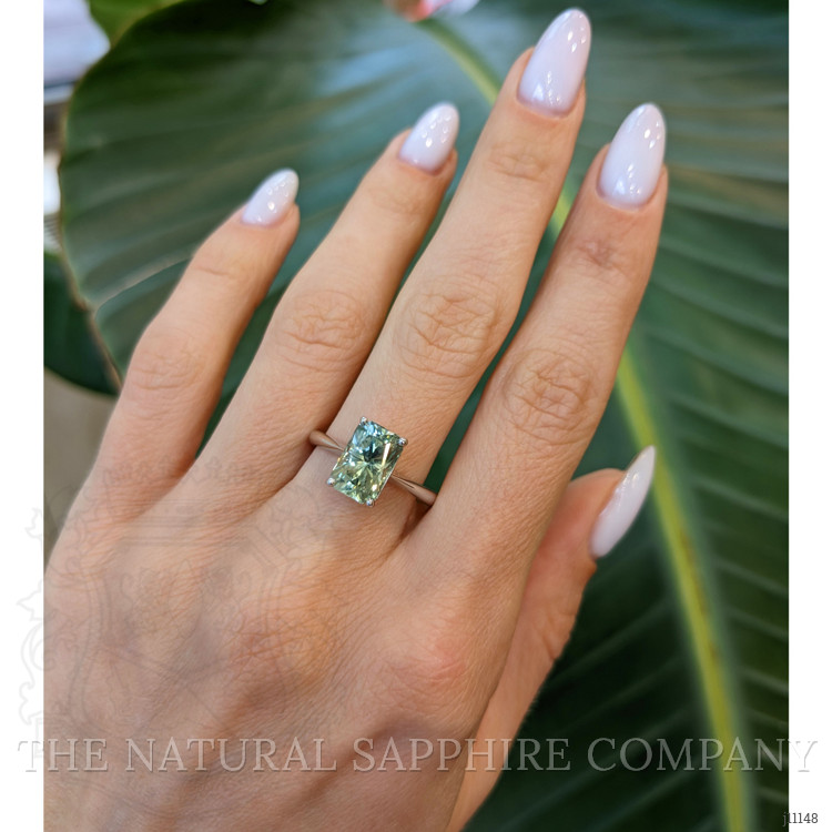 3.80 Ct. Yellowish Green Sapphire Solitaire Ring, Platinum 950