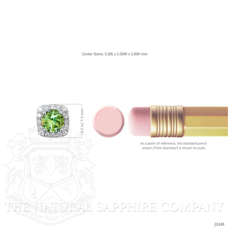 1.18 Ct.Tw. Peridot Natural Diamond Studs Earrings, 14K White Gold