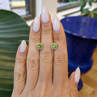 1.18 Ct.Tw. Peridot Natural Diamond Studs Earrings, 14K White Gold Life Style
