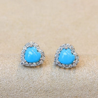 Turquoise 14K White Gold earring