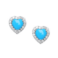 1.29 Ct.Tw. Turquoise 14K White Gold earring