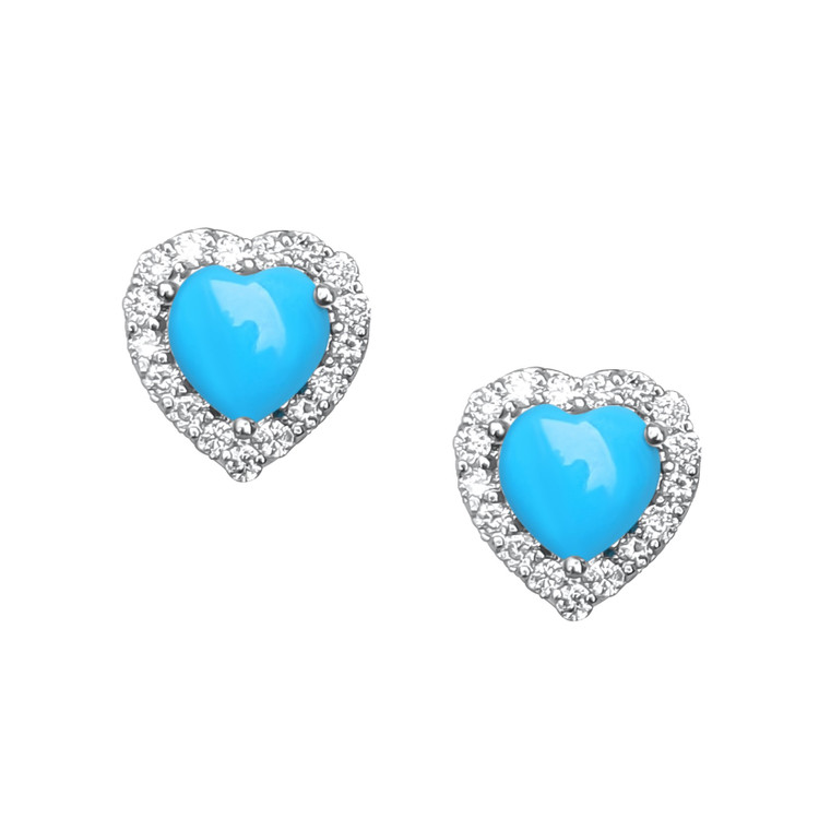 1.29 Ct.Tw. Turquoise Natural Diamond Studs Earrings, 14K White Gold