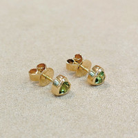 0.59 Ct.Tw.Total Carat Weight Peridot Studs Earrings, 14K Yellow Gold Image