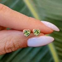0.59 Ct.Tw. Peridot Studs Earrings, 14K Yellow Gold Life Style