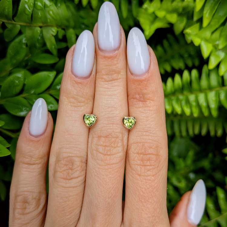 0.59 Ct.Tw. Peridot Studs Earrings, 14K Yellow Gold