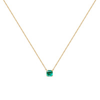 0.96 Ct. Emerald Solitaire Necklace, 18K Yellow Gold Image