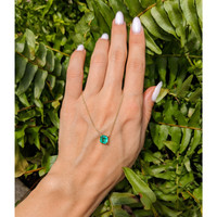 0.96 Ct. Emerald Solitaire Necklace, 18K Yellow Gold Life Style