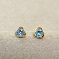 0.53 Ct.Tw. Aquamarine Studs Earrings, 14K Yellow Gold Image