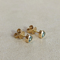 0.53 Ct.Tw. Aquamarine Studs Earrings, 14K Yellow Gold Image