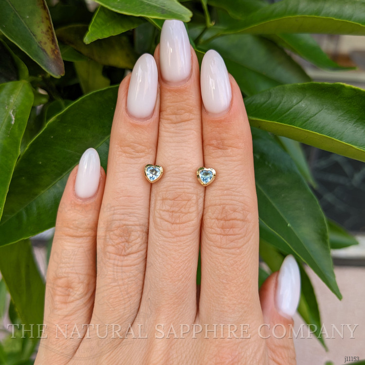 0.53 Ct.Tw. Aquamarine Studs Earrings, 14K Yellow Gold