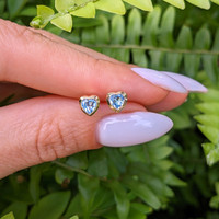 0.53 Ct.Tw. Aquamarine Studs Earrings, 14K Yellow Gold Life Style