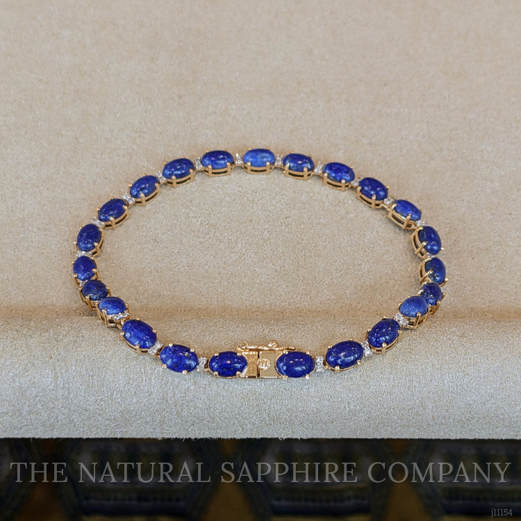 8.86 Ct.Tw. Lapis Natural Diamond Tennis/Riviere Bracelet, 14K Yellow Gold