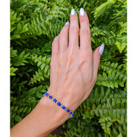 8.86 Ct.Tw. Lapis Natural Diamond Tennis/Riviere Bracelet, 14K Yellow Gold Life Style