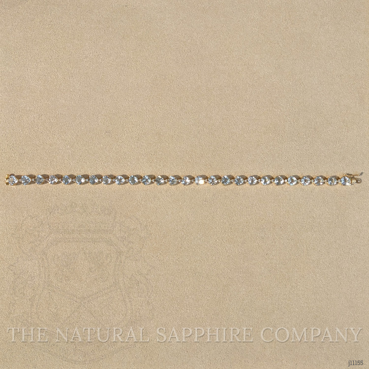9.42 Ct.Tw. Aquamarine Natural Diamond Tennis/Riviere Bracelet, 14K Yellow Gold