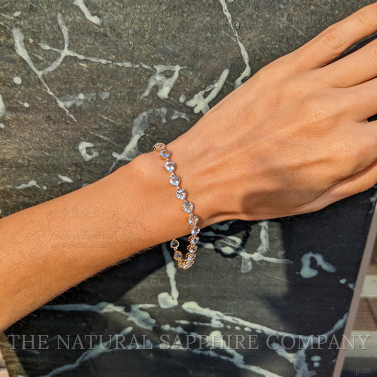 9.42 Ct.Tw. Aquamarine Natural Diamond Tennis/Riviere Bracelet, 14K Yellow Gold