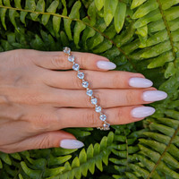 9.42 Ct.Tw. Aquamarine Natural Diamond Tennis/Riviere Bracelet, 14K Yellow Gold Life Style