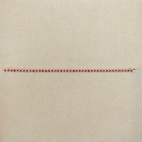 4.94 Ct.Tw.Total Carat Weight Ruby Natural Diamond Tennis/Line Bracelet, 14K Yellow Gold Image
