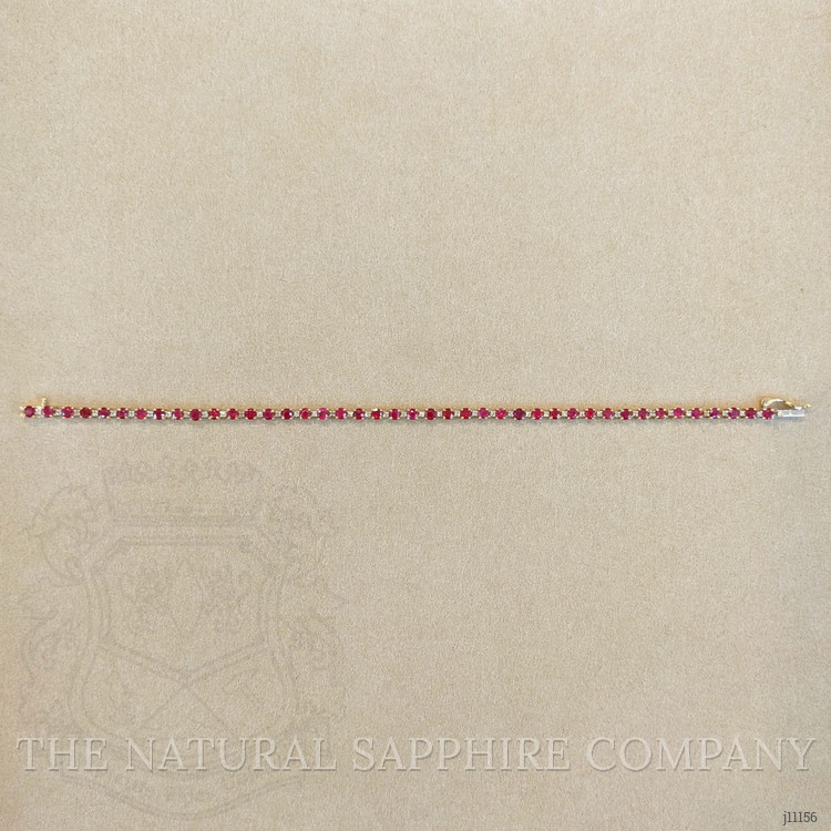 4.94 Ct.Tw. Ruby Natural Diamond Tennis/Line Bracelet, 14K Yellow Gold