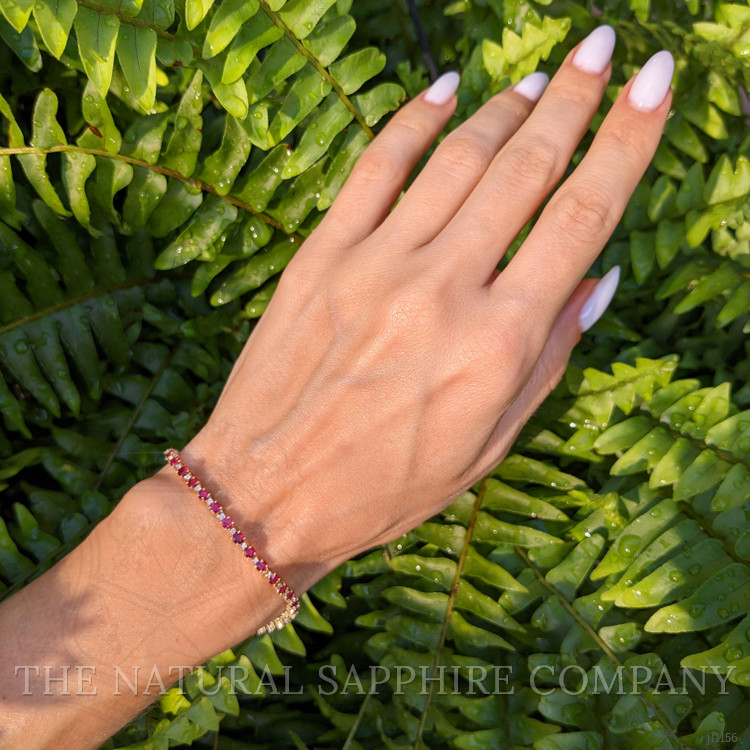 4.94 Ct.Tw. Ruby Natural Diamond Tennis/Line Bracelet, 14K Yellow Gold