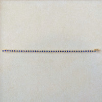 4.70 Ct.Tw. Blue Sapphire and Natural Diamond Tennis/Line Bracelet, 14K Yellow Gold Image
