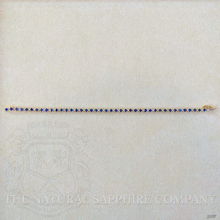 4.70 Ct.Tw. Blue Sapphire and Natural Diamond Tennis/Line Bracelet, 14K Yellow Gold