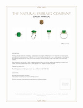 4.10 Ct. Emerald and Natural Diamond Three Stone Ring, Platinum & 14K Yellow Appraisal