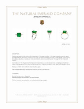 4.10 Ct. Emerald and Natural Diamond Three Stone Ring, Platinum & 14K Yellow Appraisal