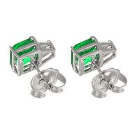 5.34 Ct.Tw. Emerald Natural Diamond Studs Earrings, Platinum 950 Image