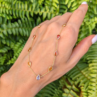 7.03 Ct. Multi Color Sapphire Bezel Necklace, 14K Yellow Gold Life Style