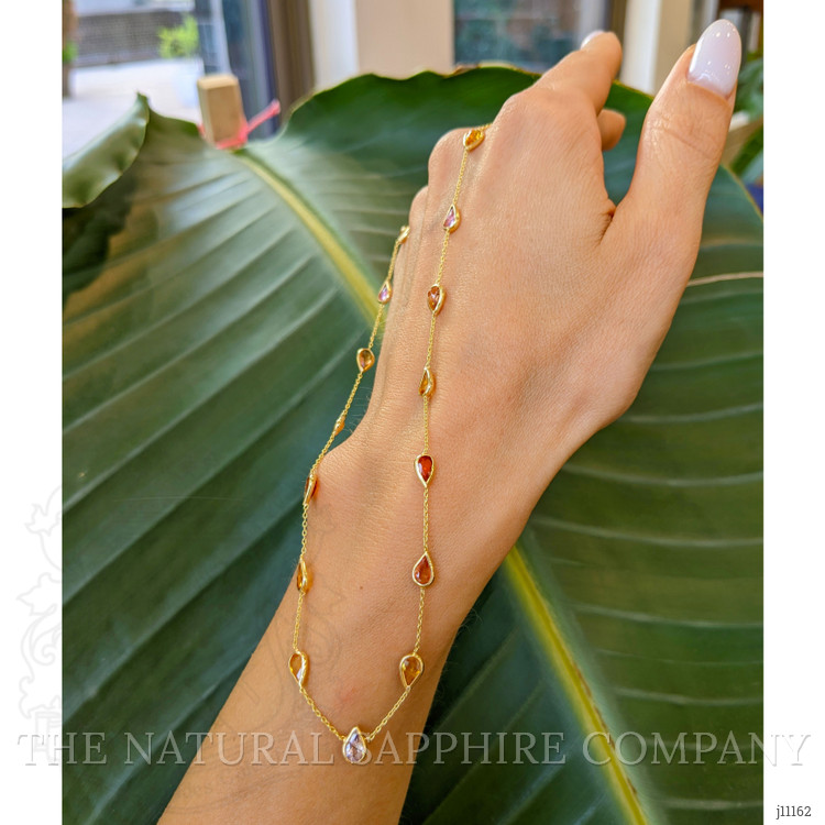 7.03 Ct. Multi Color Sapphire Bezel Necklace, 14K Yellow Gold