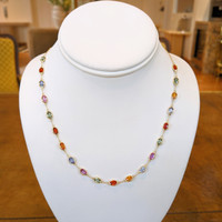 12.81 Ct. Multi Color Sapphire Bezel Necklace, 14K Yellow Gold Image