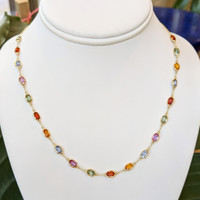 12.81 Ct. Multi Color Sapphire Bezel Necklace, 14K Yellow Gold Image