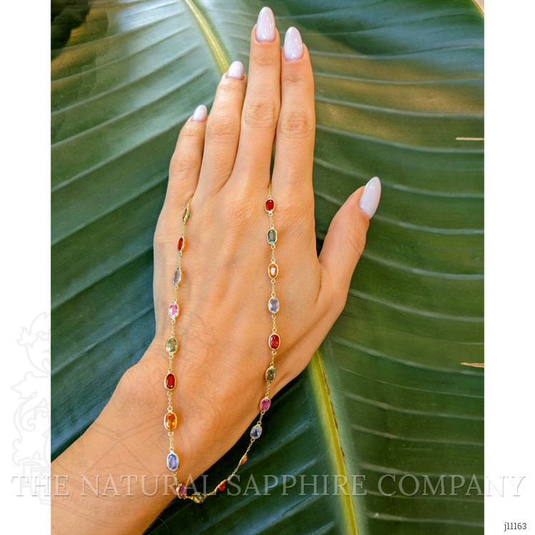 12.81 Ct. Multi Color Sapphire Bezel Necklace, 14K Yellow Gold
