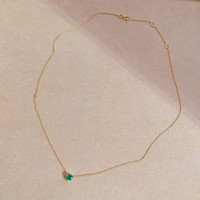 0.55 Ct. Emerald Solitaire Necklace, 14K Yellow Gold Image