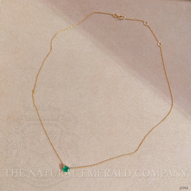 0.55 Ct. Emerald Solitaire Necklace, 14K Yellow Gold